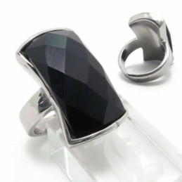 Czarny Agat 13 Mm Tytanowy Inkrustowany Pierścień Court Band