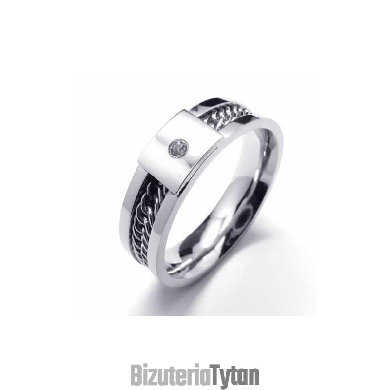Pierścionek Court Band Z Diamentami 6 Mm Z Tytanu Inkrustowanego Pierścionek Court Band Z Diamentami 6 Mm Z Tytanu Inkrustowanego