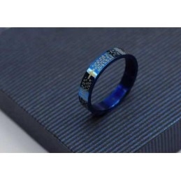 Pierścionek Męski Bible Cross 4 Mm Z Niebieskiego Tytanu