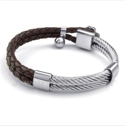 Bransoleta Męska Clover Leather Titanium