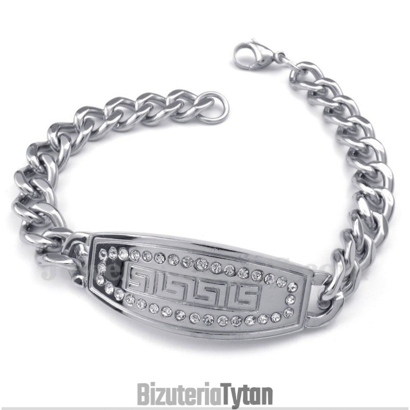 Bransoletka Męska Z Tytanu Z Diamentami W Stylu Greckiego Meandra Bransoletka Męska Z Tytanu Z Diamentami W Stylu Greckiego Meandra
