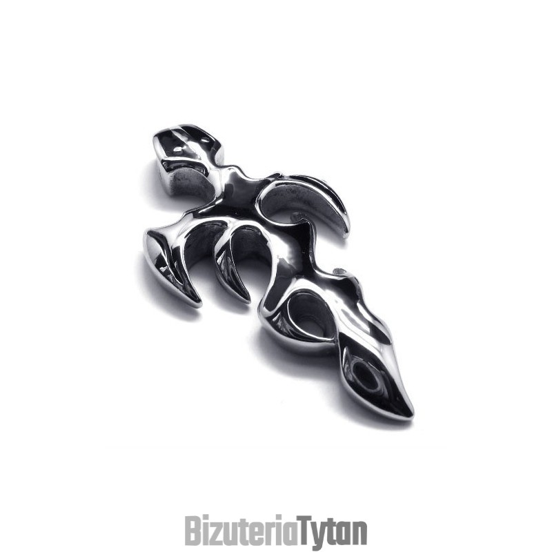 Modny Płomień Miecz Krzyż Wisiorek Tytan