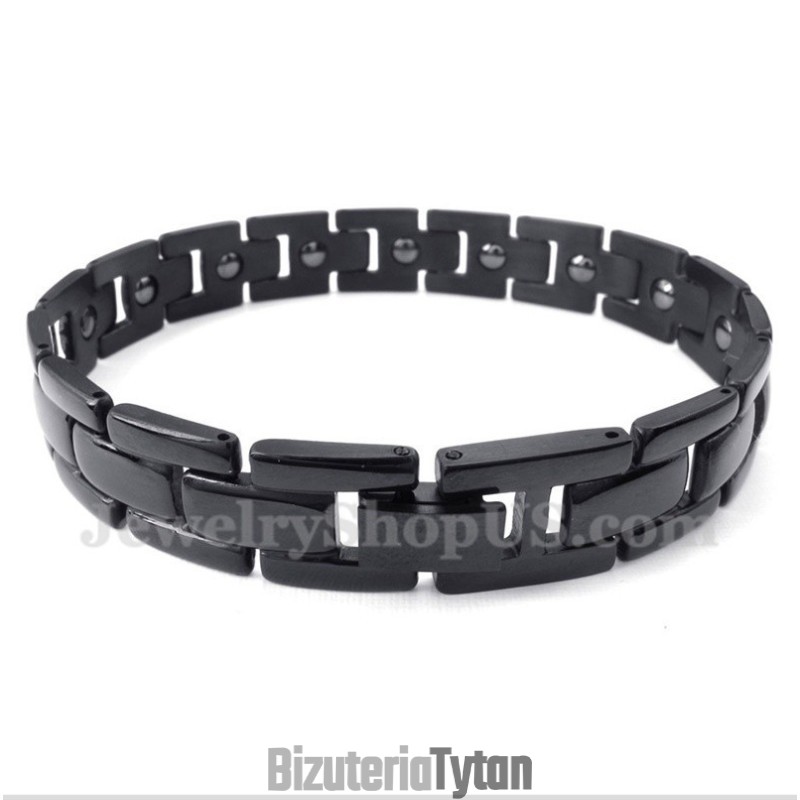 Bransoleta Męska Z Tytanu Z Magnesem W Kolorze Czarnym Bransoleta Męska Z Tytanu Z Magnesem W Kolorze Czarnym