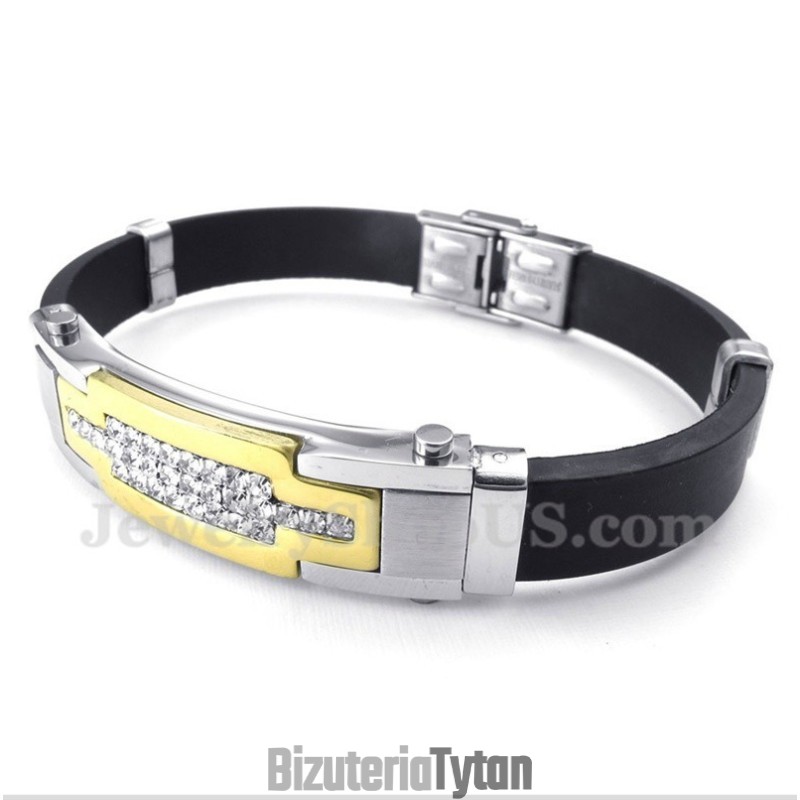 Bransoleta Męska Z Tytanu I Diamentów Bransoleta Męska Z Tytanu I Diamentów