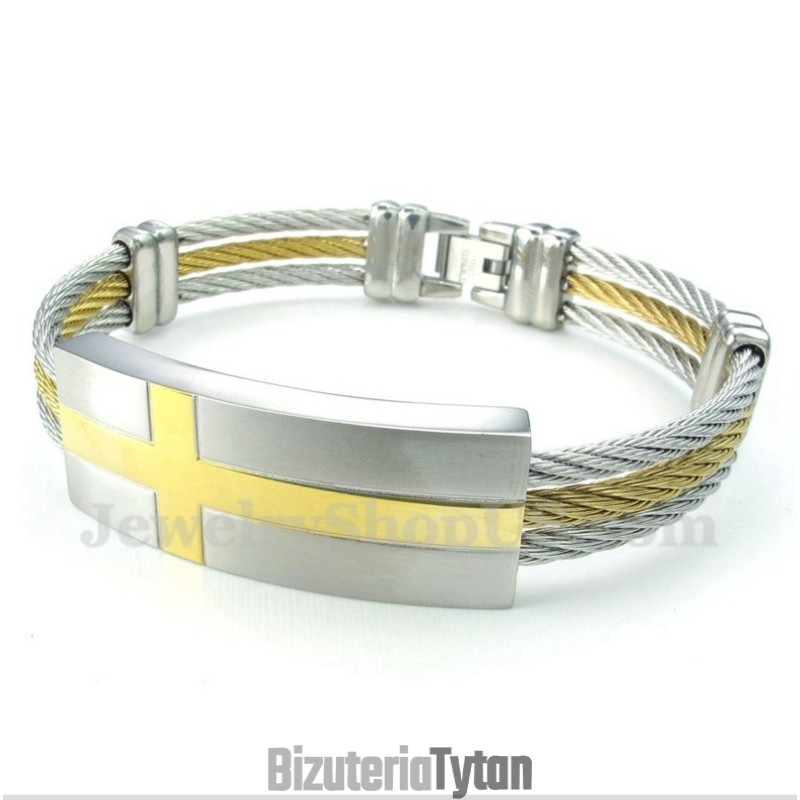 Męska Tytanowa Bransoletka Typu Cross Cable