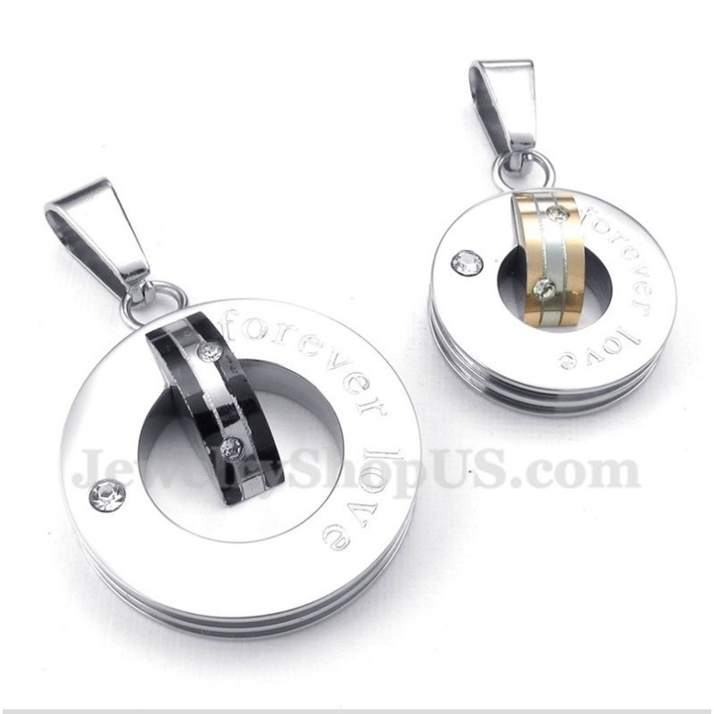 Tytanowy Diamentowy Wisiorek Forever Love Okrągły Dla Par Z Łańcuszkiem Gratis (Jedna Para) Tytanowy Diamentowy Wisiorek Forever Love Okrągły Dla Par Z Łańcuszkiem Gratis (Jedna Para)