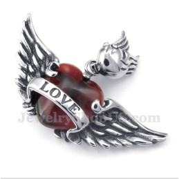 Męski Tytanowy Wisiorek Love Red Diamond Wings Z Bezpłatnym Łańcuszkiem