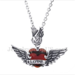 Męski Tytanowy Wisiorek Love Red Diamond Wings Z Bezpłatnym Łańcuszkiem