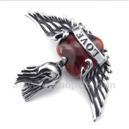 Męski Tytanowy Wisiorek Love Red Diamond Wings Z Bezpłatnym Łańcuszkiem