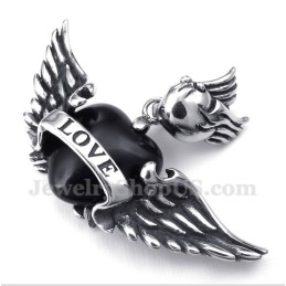 Męski Tytanowy Wisiorek Love Black Diamond Wings Z Bezpłatnym Łańcuszkiem