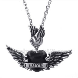 Męski Tytanowy Wisiorek Love Black Diamond Wings Z Bezpłatnym Łańcuszkiem