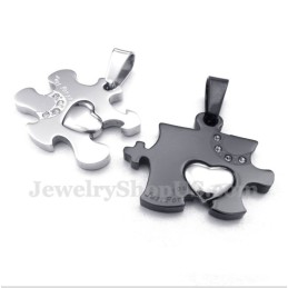 Tytanowa Czarna Puzzle Wisiorek Dla Pary Z Bezpłatnym Łańcuszkiem (Jedna Para)