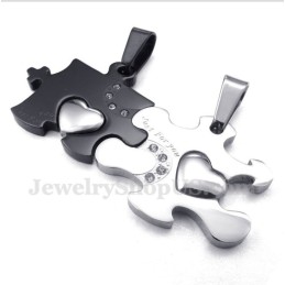 Tytanowa Czarna Puzzle Wisiorek Dla Pary Z Bezpłatnym Łańcuszkiem (Jedna Para)