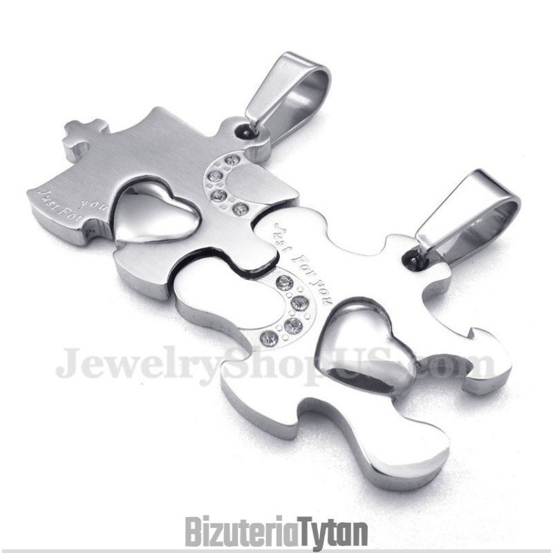 Wisiorek Dla Pary Z Tytanu Puzzle Z Bezpłatnym Łańcuszkiem (Jedna Para)