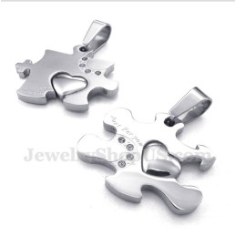Wisiorek Dla Pary Z Tytanu Puzzle Z Bezpłatnym Łańcuszkiem (Jedna Para)