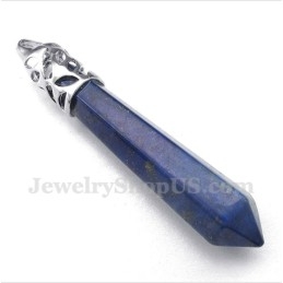 Wisiorek Męski Lapis Lazuli Hexagon Prism Z Bezpłatnym Łańcuszkiem