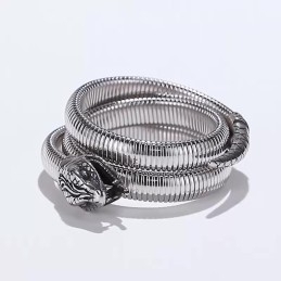 Modna Bransoletka Typu Snake Type Multi-Loop Opening Titanium Dla Mężczyzn