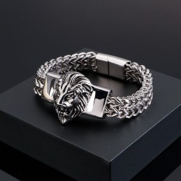 Bransoletka Retro Lion Head Titanium Dla Mężczyzn