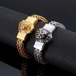 Bransoletka Retro Lion Head Titanium Dla Mężczyzn