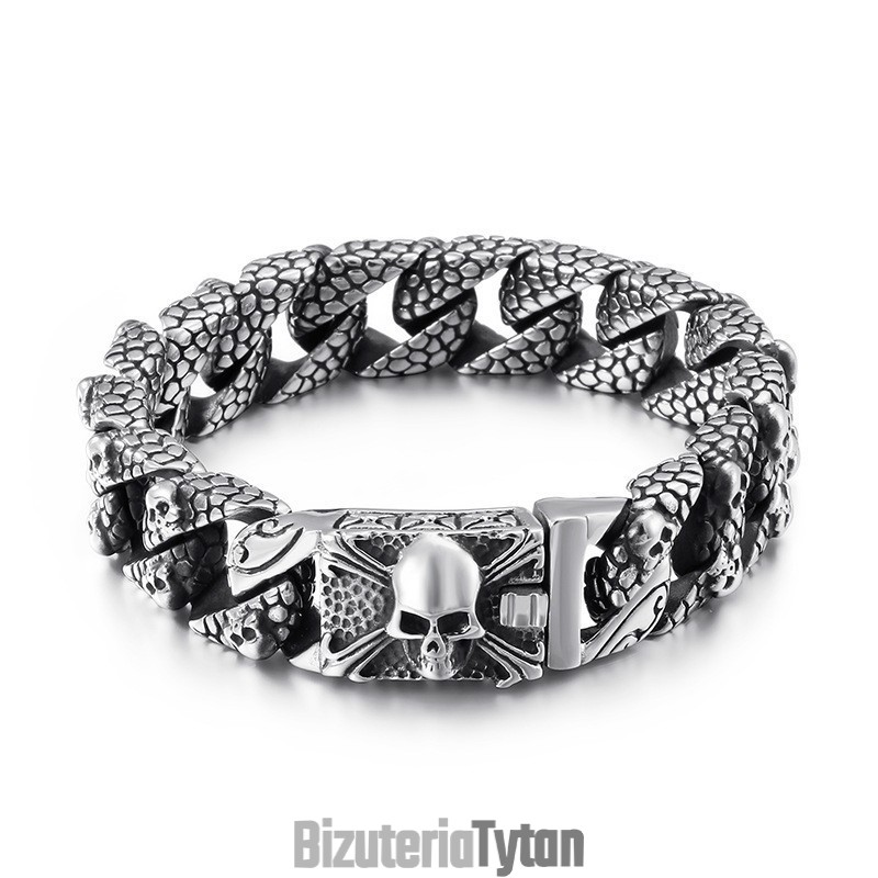 Elegancka Bransoletka Z Krzyżem Tytanowym Męska Bransoletka Z Czaszką Tytanową Elegancka Bransoletka Z Krzyżem Tytanowym Męska Bransoletka Z Czaszką Tytanową