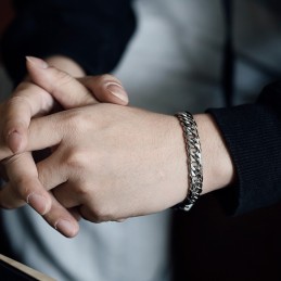 Bransoletka Męska Z Kwadratową Klamrą I Łańcuszkiem Tide Accessories Fashion Titanium Vertebrae