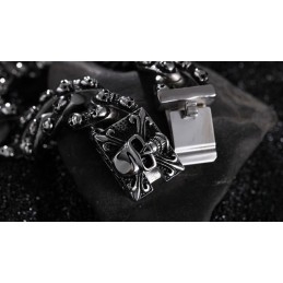 Fajna Męska Bransoletka Z Tytanu W Stylu Retro Z Czaszką Rock Chic Ghost Head Bracelet Tide Men'S Accessories