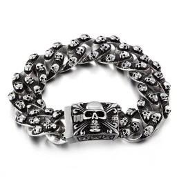 Fajna Męska Bransoletka Z Tytanu W Stylu Retro Z Czaszką Rock Chic Ghost Head Bracelet Tide Men'S Accessories