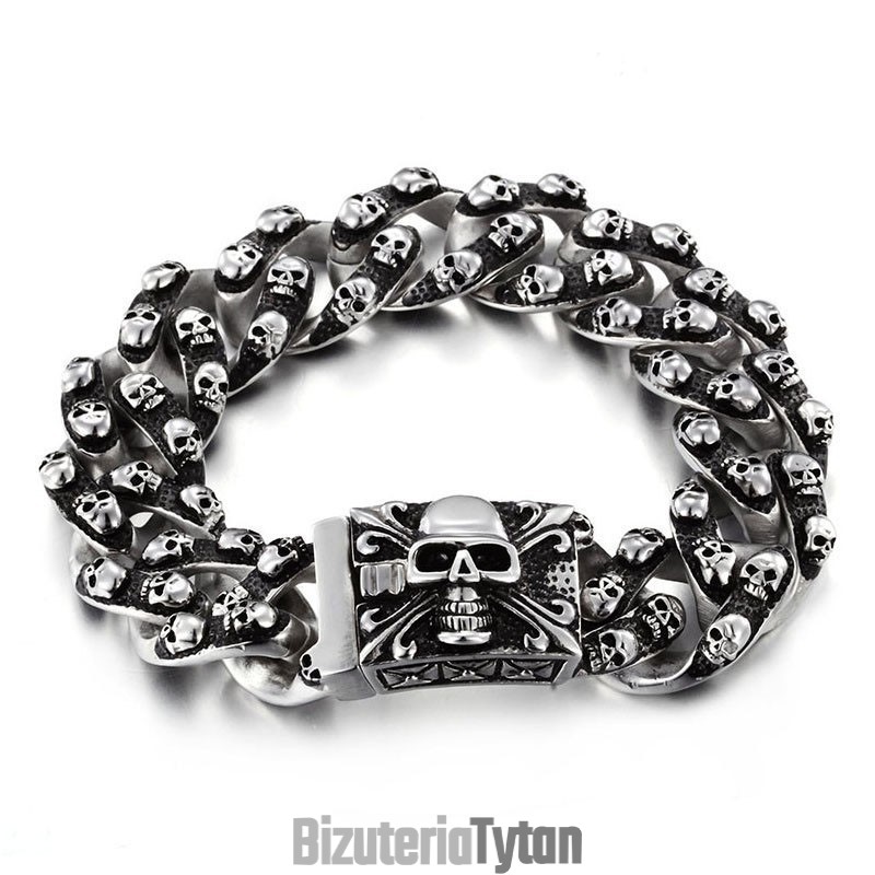 Fajna Męska Bransoletka Z Tytanu W Stylu Retro Z Czaszką Rock Chic Ghost Head Bracelet Tide Men'S Accessories