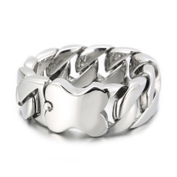 Nowa Bransoletka Kubańska Cool Bone Insert Polerowana Męska Bransoletka