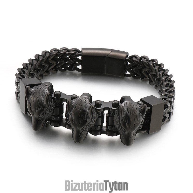 Bransoleta Męska Z Tytanu Wolf Head Bransoleta Męska Z Tytanu Wolf Head