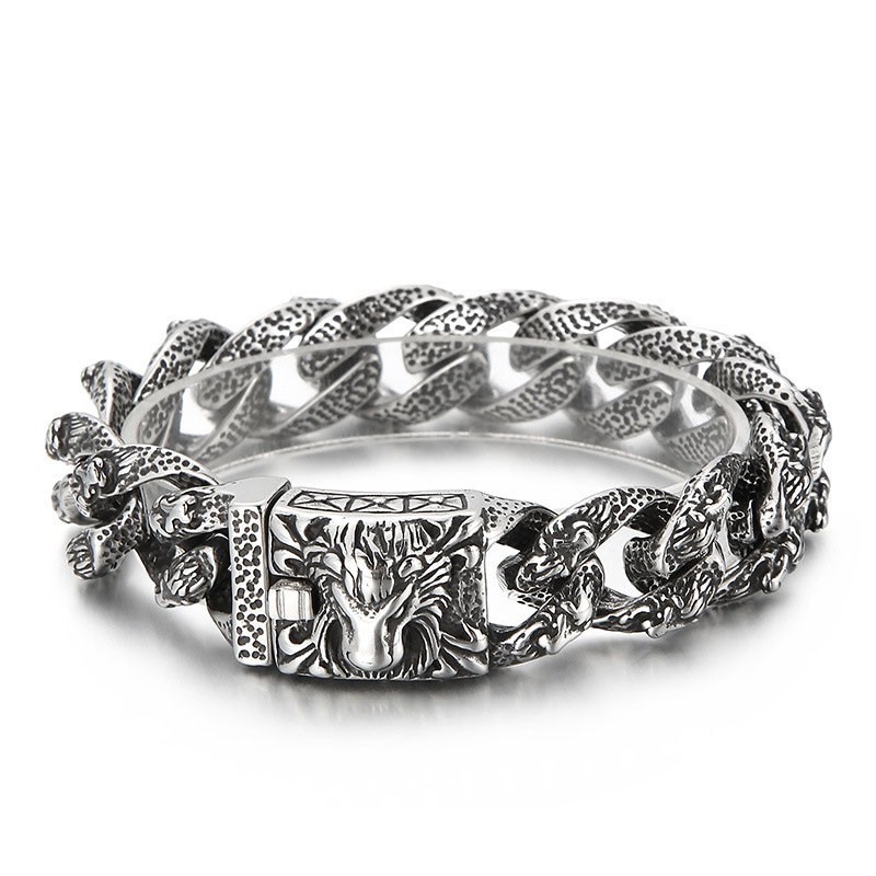Bransoletka Vintage Cool Lion Head Titanium Dla Mężczyzn Bransoletka Vintage Cool Lion Head Titanium Dla Mężczyzn