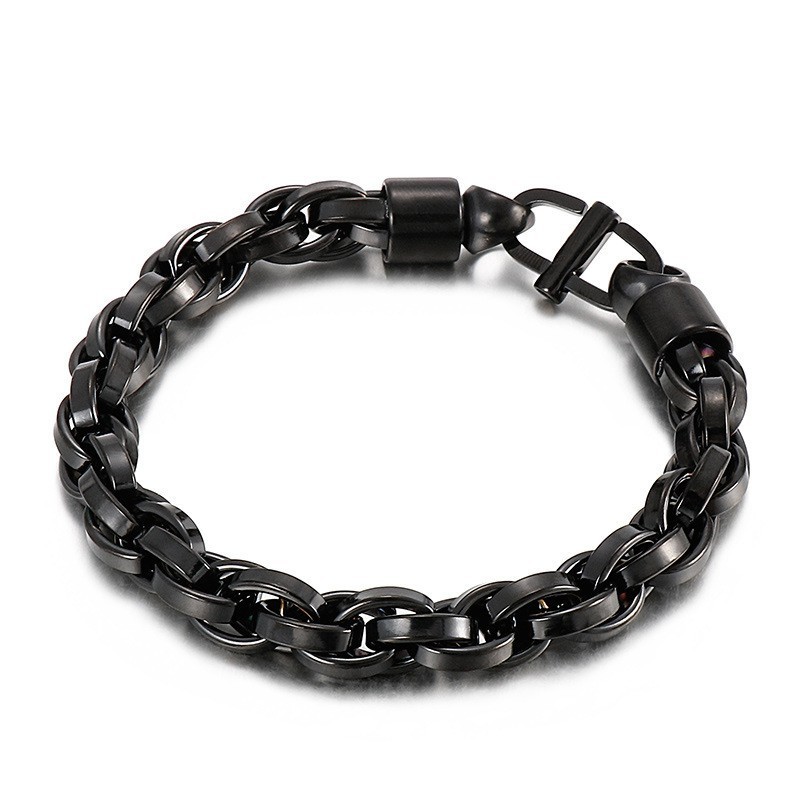 Bransoleta Męska Oval Twist Chain Day Letter Clasp Titanium Bransoleta Męska Oval Twist Chain Day Letter Clasp Titanium