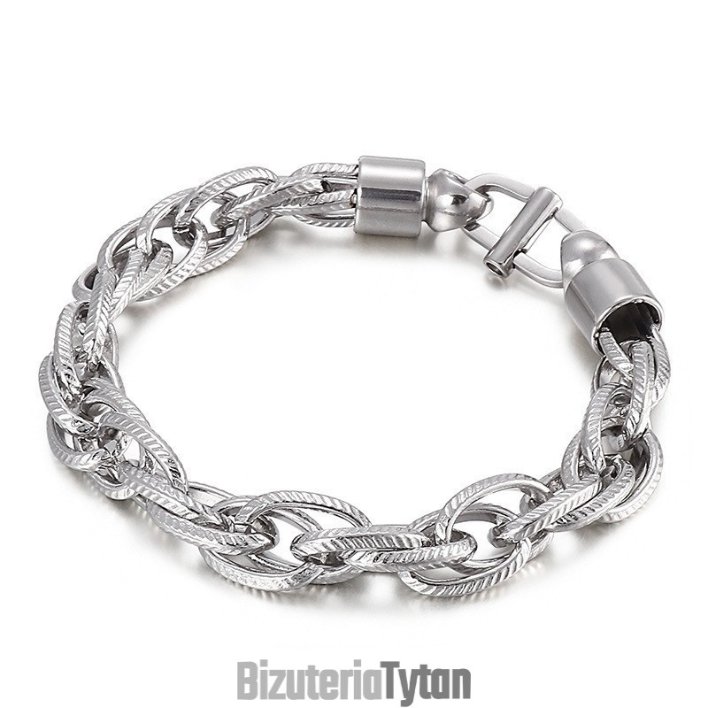 Męski Owalny Naszyjnik Typu Twist Z Zapięciem Sunburst Z Tytanu Męski Owalny Naszyjnik Typu Twist Z Zapięciem Sunburst Z Tytanu