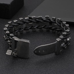 Bransoletka Retro Color Thick Skull Leather Rope Bransoletka Męska Biker Z Tytanu