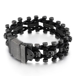 Bransoletka Retro Color Thick Skull Leather Rope Bransoletka Męska Biker Z Tytanu