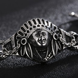 Nowa Biżuteria Odlewnicza Retro Cool Chief Pattern Titanium Men'S Bracelet