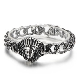 Nowa Biżuteria Odlewnicza Retro Cool Chief Pattern Titanium Men'S Bracelet