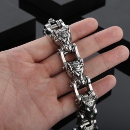 Bransoletka Męska Z Tytanu Z Serii Animal Tide Hand Jewelry Fashion Rock Hip-Hop Street Wolf Head Biker