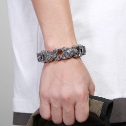 Bransoletka Męska Z Tytanu Z Serii Animal Tide Hand Jewelry Fashion Rock Hip-Hop Street Wolf Head Biker