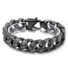 Bransoletka Vintage Cool Gunmetal Plated Titanium Pattern Dla Mężczyzn