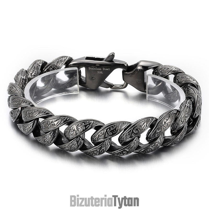 Bransoletka Vintage Cool Gunmetal Plated Titanium Pattern Dla Mężczyzn Bransoletka Vintage Cool Gunmetal Plated Titanium Pattern Dla Mężczyzn