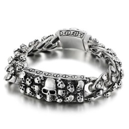 Bransoletka Vintage Cool Rock Skull Titanium Dla Mężczyzn