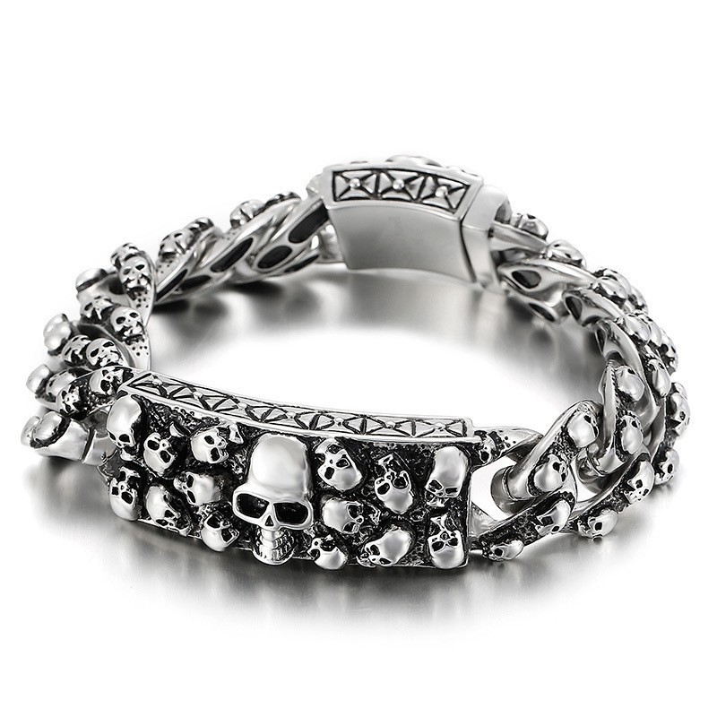 Bransoletka Vintage Cool Rock Skull Titanium Dla Mężczyzn Bransoletka Vintage Cool Rock Skull Titanium Dla Mężczyzn