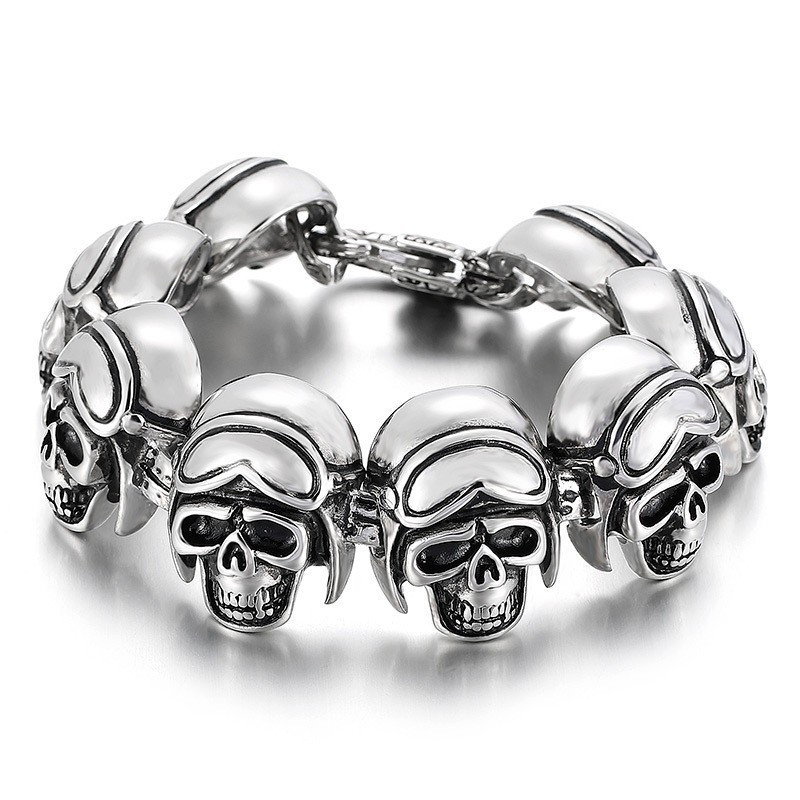 Bransoletka Vintage Cool Rock Skull Titanium Dla Mężczyzn
