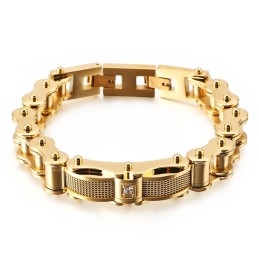 Bransoleta Męska Rock Biker Chain Titanium Z Diamentami