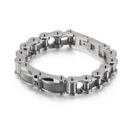 Bransoleta Męska Rock Biker Chain Titanium Z Diamentami