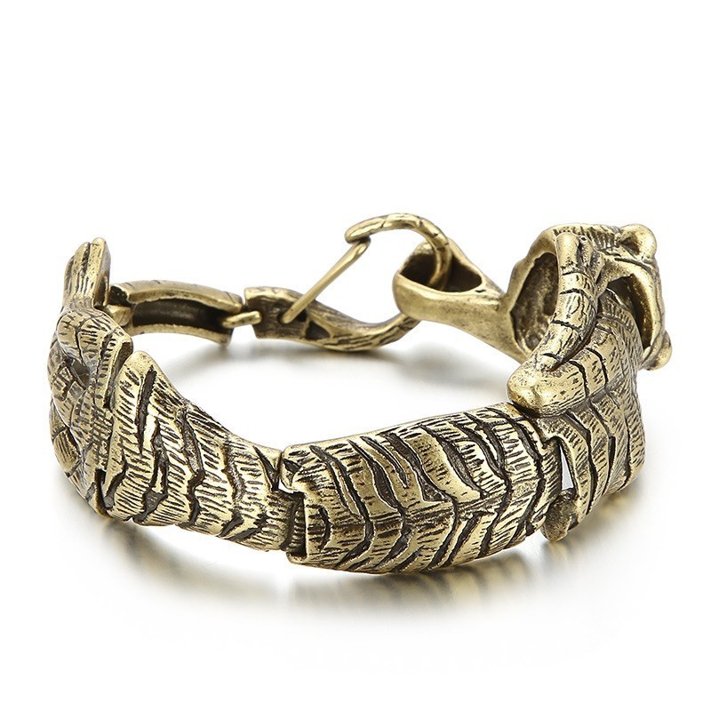 Bransoletka Vintage Cool Antique Gold Tiger Titanium Dla Mężczyzn Bransoletka Vintage Cool Antique Gold Tiger Titanium Dla Mężczyzn