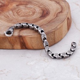 Tytanowa Biżuteria Retro Cool Flower Hollow Chic Bransoletka Tytanowa Dla Mężczyzn