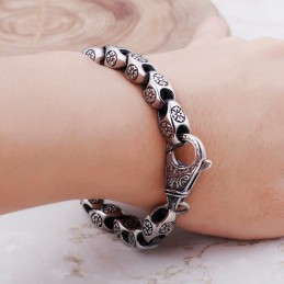 Tytanowa Biżuteria Retro Cool Flower Hollow Chic Bransoletka Tytanowa Dla Mężczyzn
