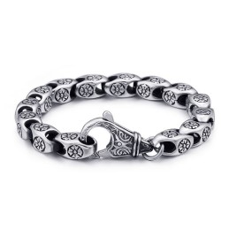 Tytanowa Biżuteria Retro Cool Flower Hollow Chic Bransoletka Tytanowa Dla Mężczyzn